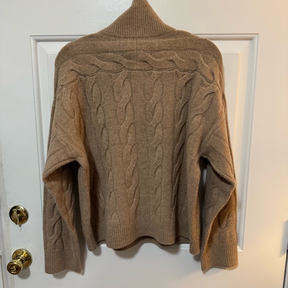 NWOT Everlane THE CABLE HALF-ZIP Wool in Oat Brown Size Medium $168 - Picture 8 of 11